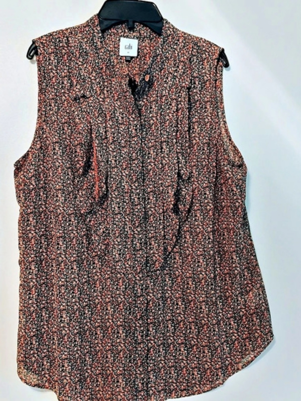 cabi Floral Sleeveless Blouse in Orange & Black Size Medium